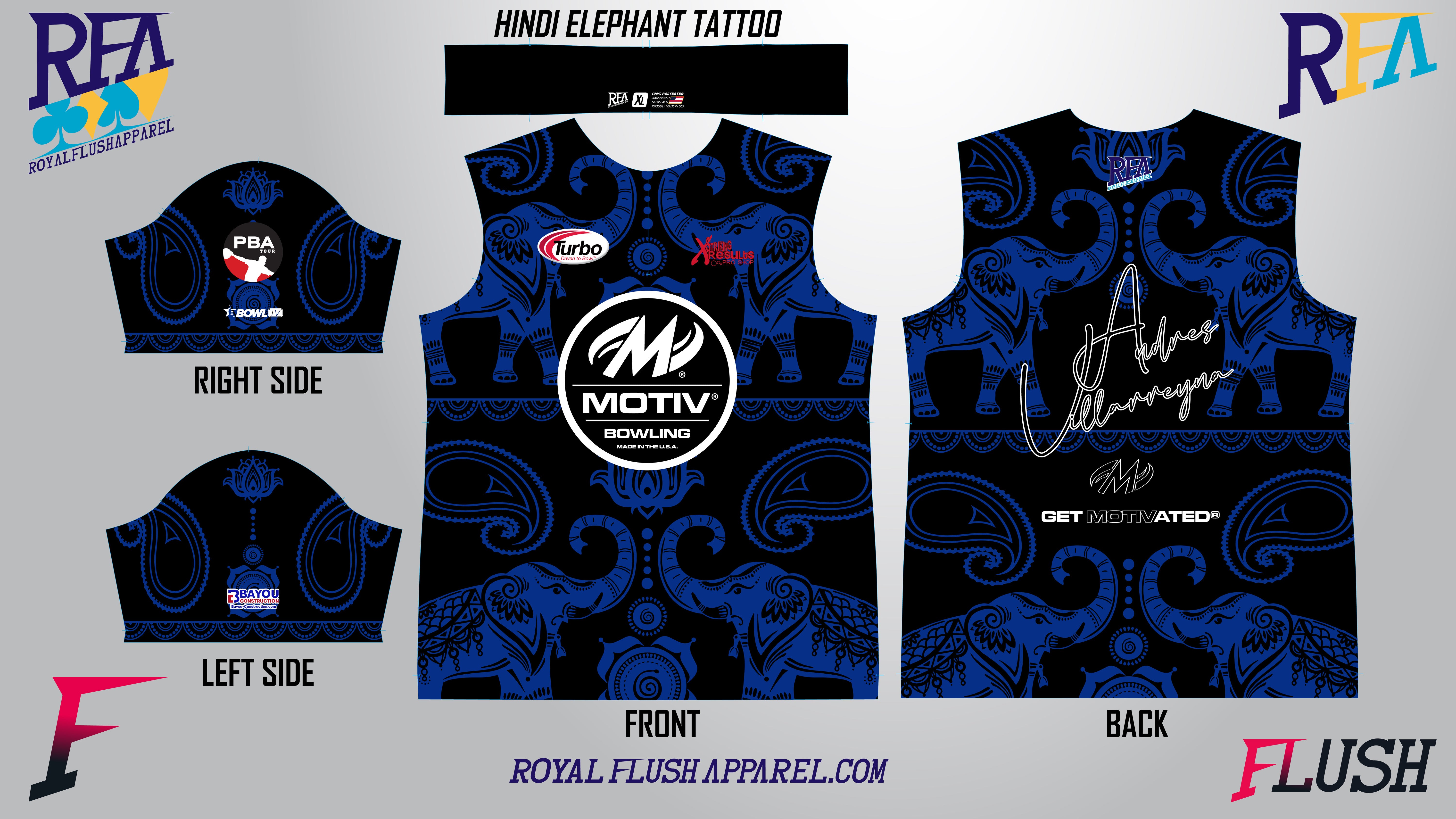 Andres Villarreyna Hindi Elephant Tattoo Replica Jersey